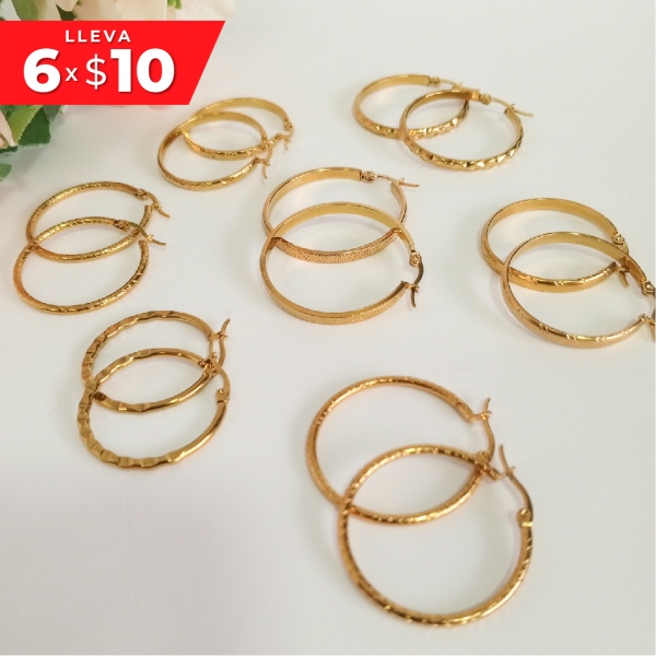 COMBO DE 6 ARGOLLAS DE ACERO x $10