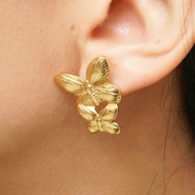 ARETES DOBLE MARIPOSA