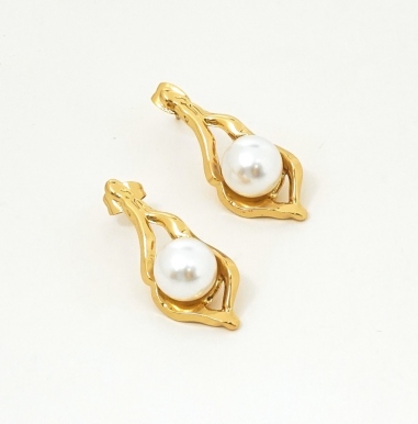 ARETES COLGANTES CON PERLA BLANCA