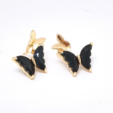 ARETES DE MARIPOSAS COLGANTES NEGRA