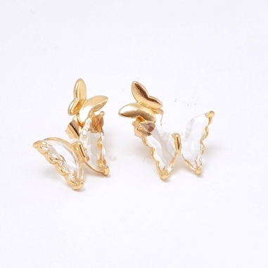 ARETES DE MARIPOSAS COLGANTES BLANCA