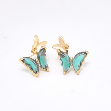 ARETES DE MARIPOSAS COLGANTES VERDE