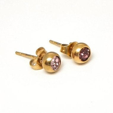 ARETES MINIS DE CRISTAL ROSA