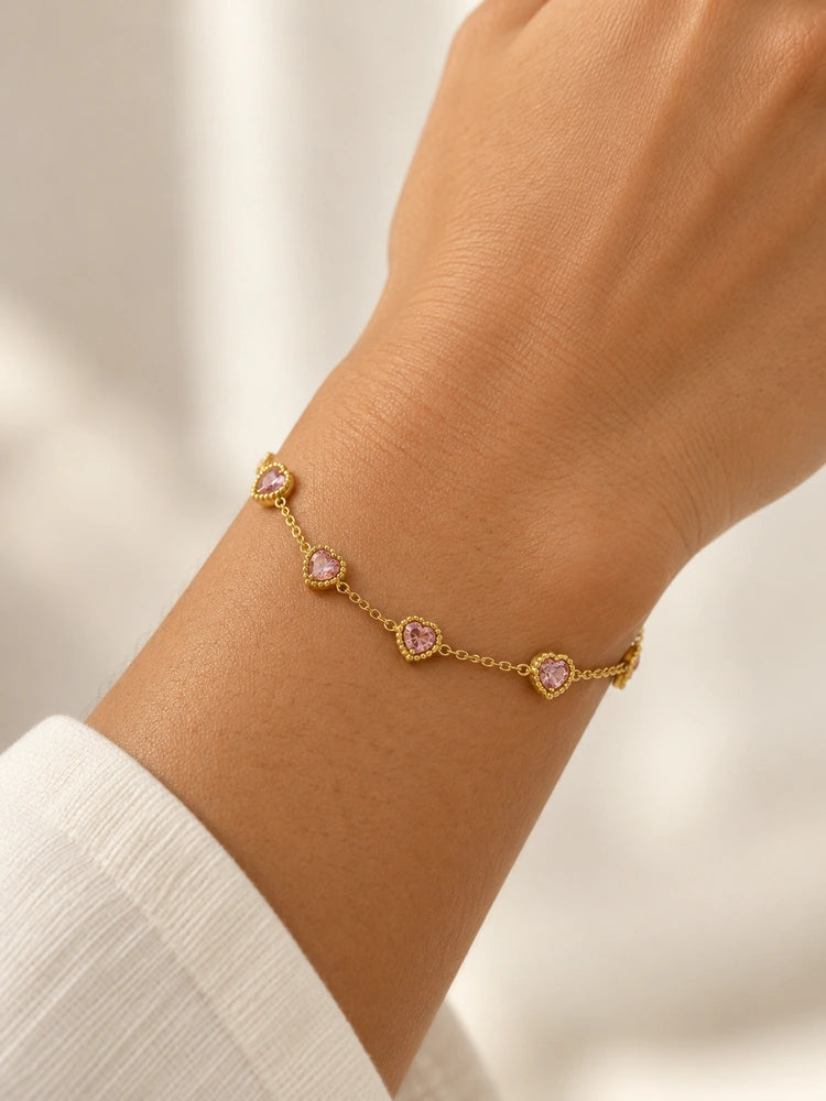 Pulsera Corazones Rosados