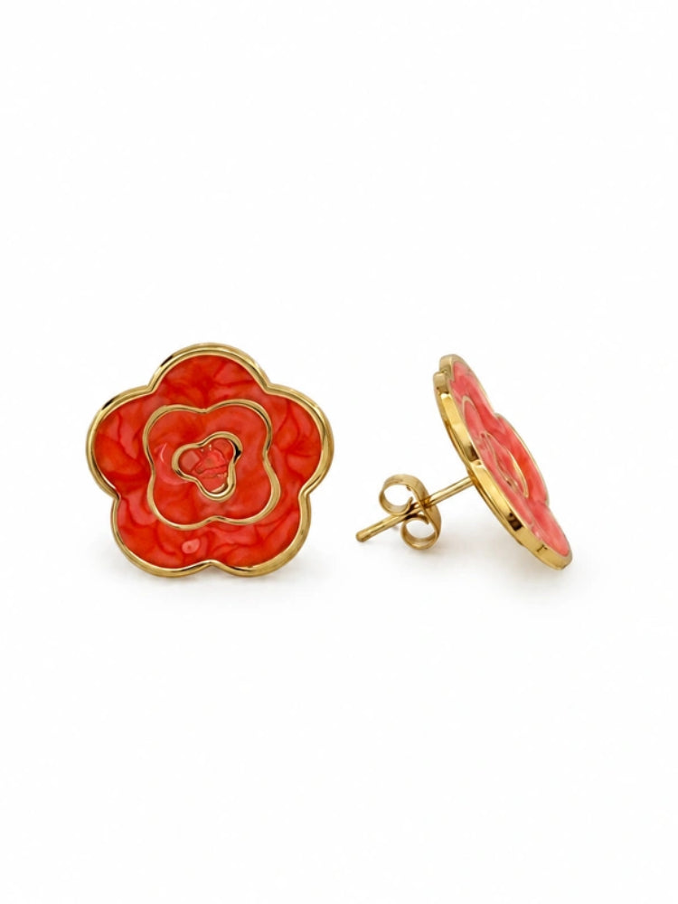 Aretes Flor Coral
