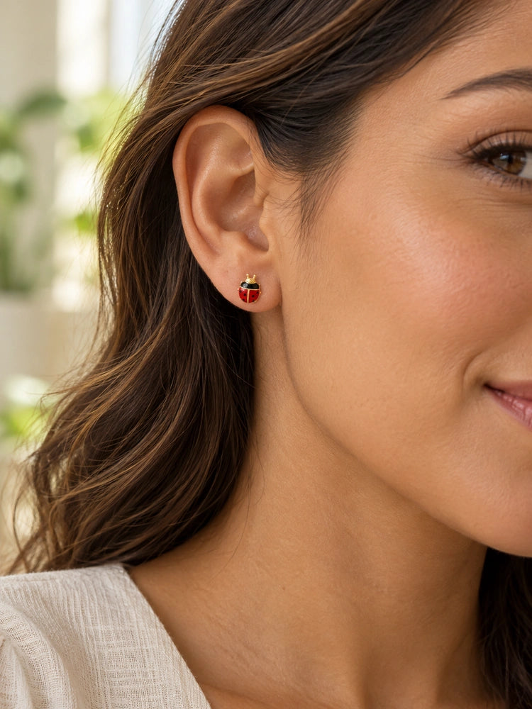 Aretes Mariquita Roja