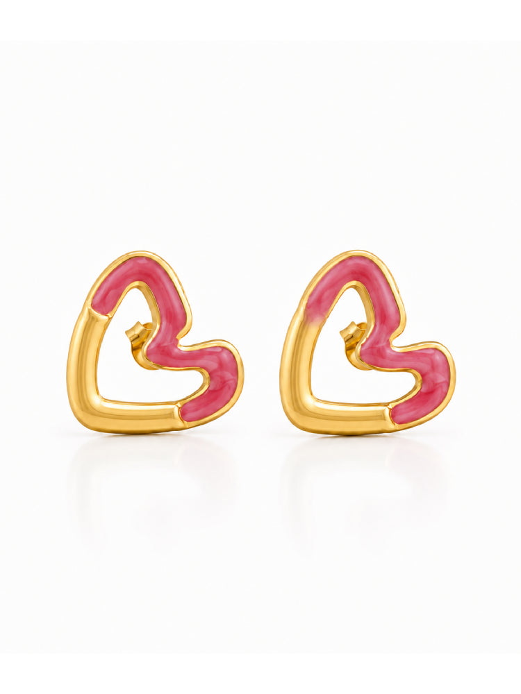 Aretes Corazón Rosa
