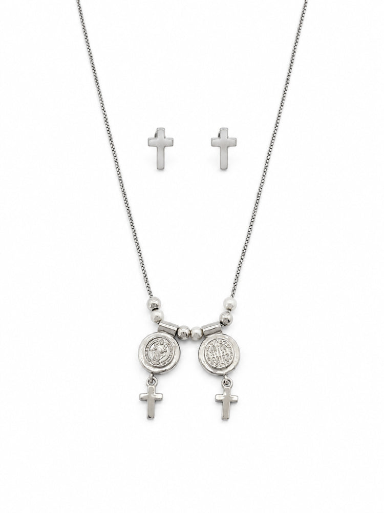 Conjunto Doble Medalla Plateado