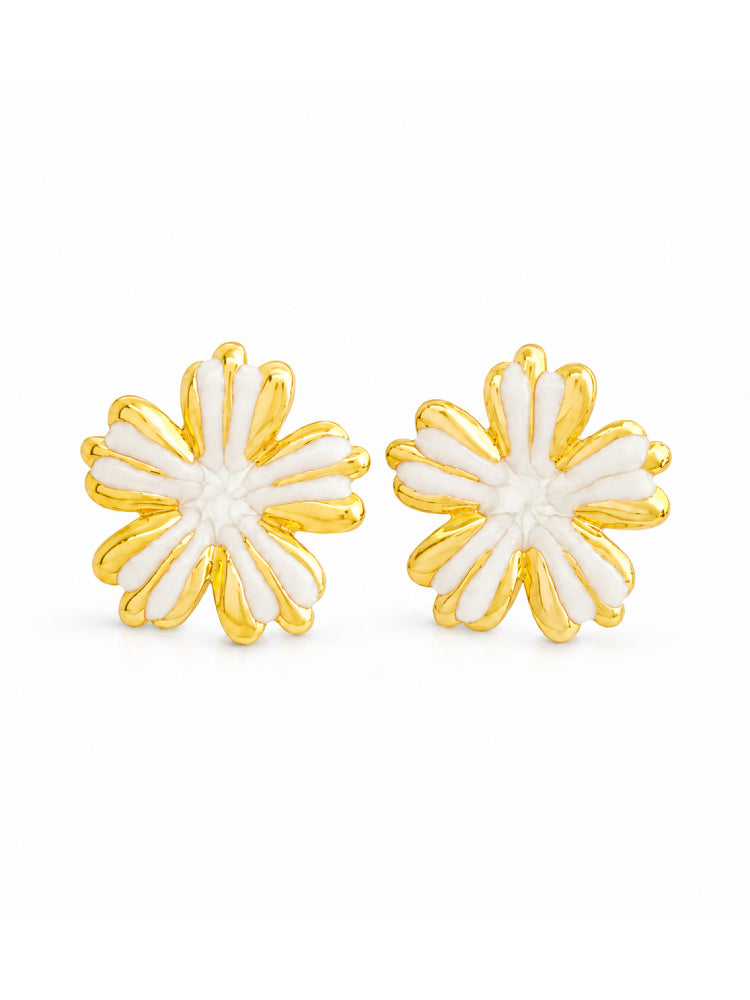 Aretes Flor Aurora Blanca