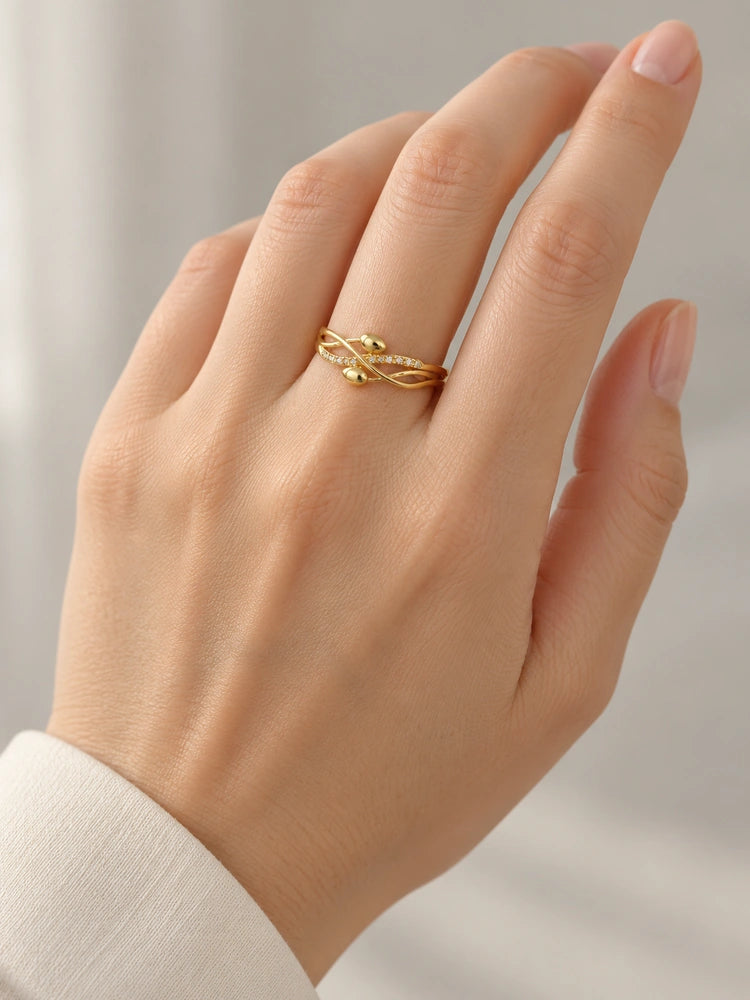 Anillo Ondas Doradas