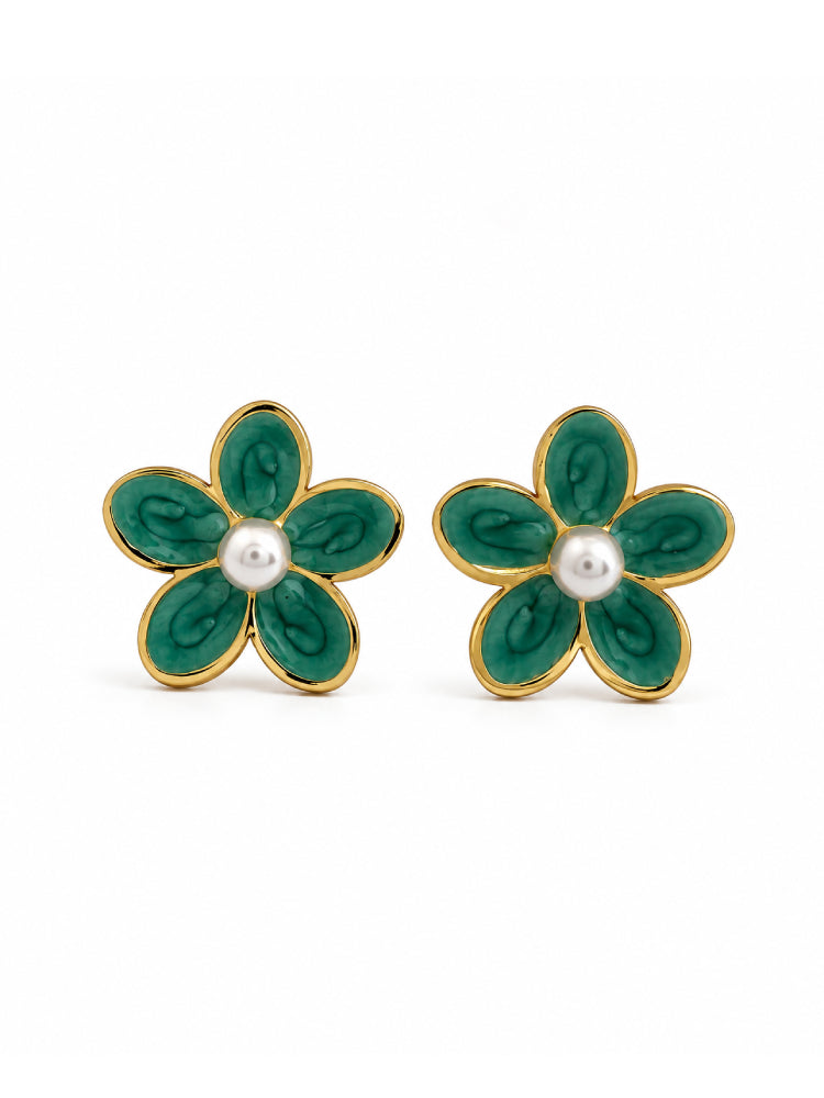 Aretes Flor Esmeralda