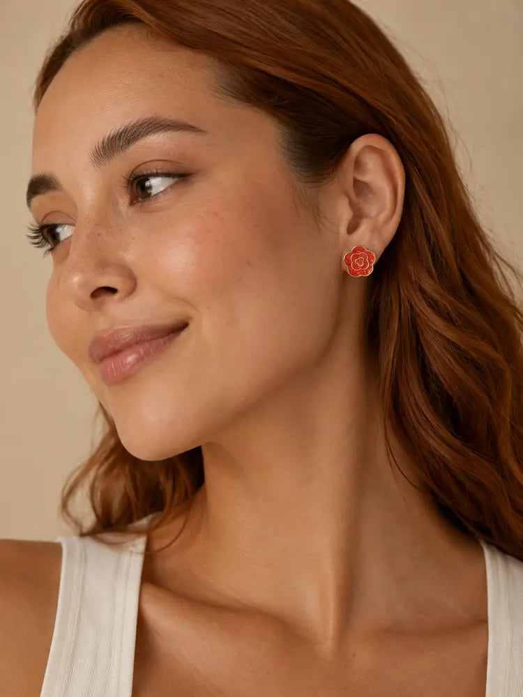 Aretes Flor Coral
