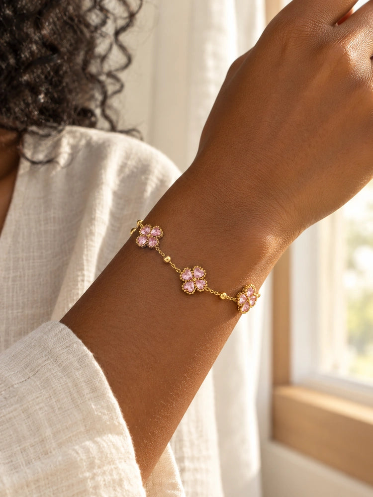 Pulsera Tréboles Rosa Brillante