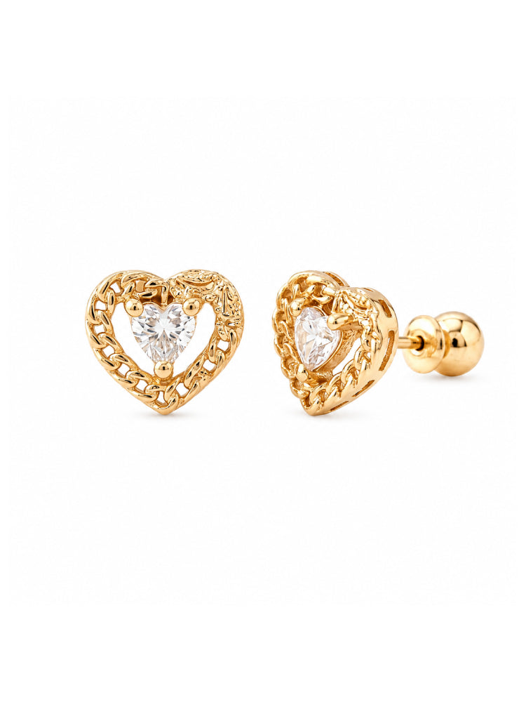 Aretes Corazón Encaje