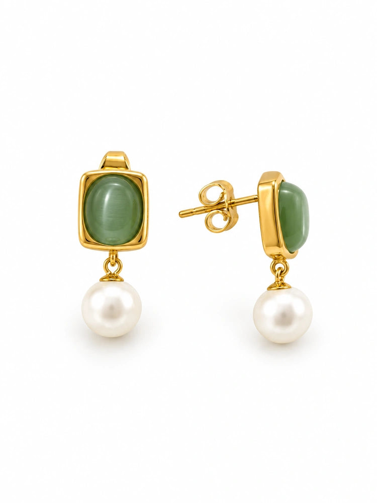 Aretes Perla Verde