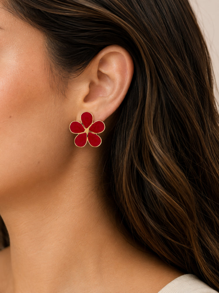 Aretes Flor Carmesí