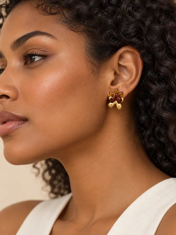 Aretes Flor Ámbar