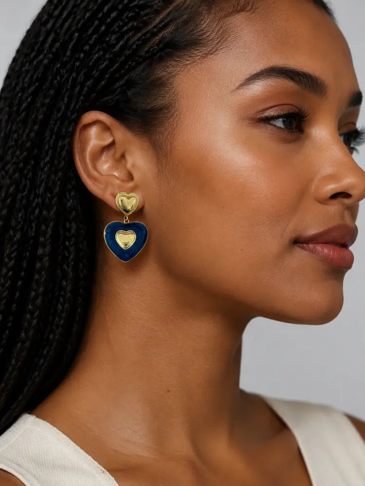 Aretes Corazón Azul