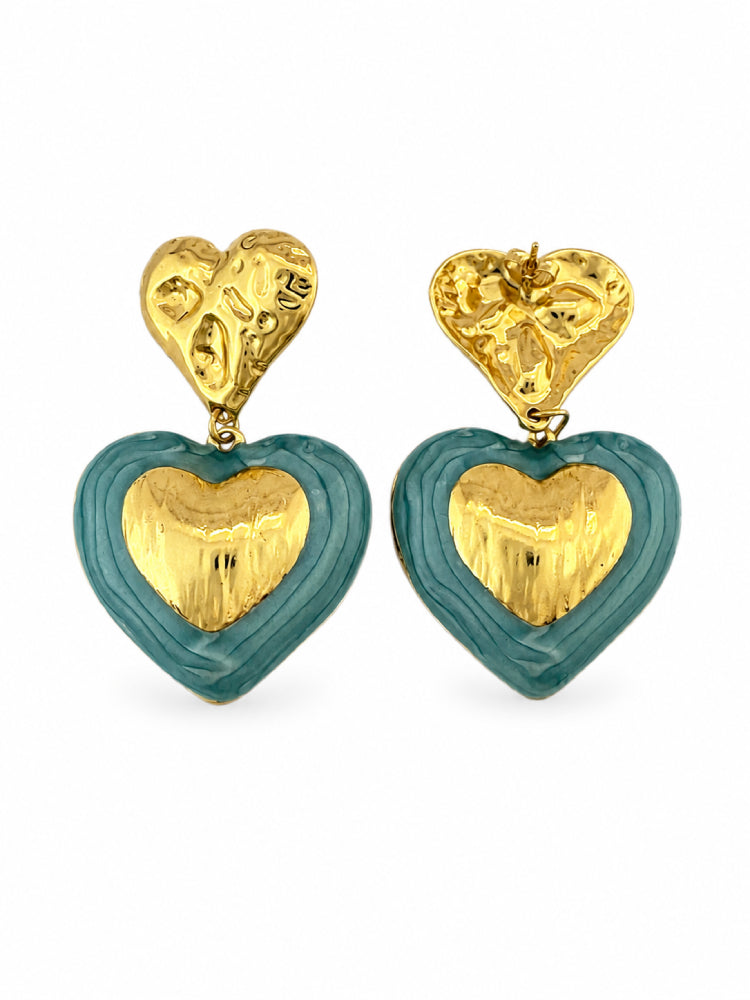 Aretes Corazón Aqua