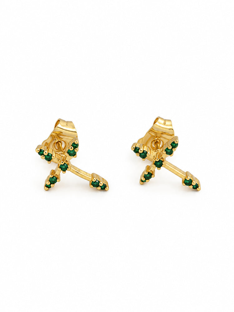 Aretes Cruz Verde Brillante