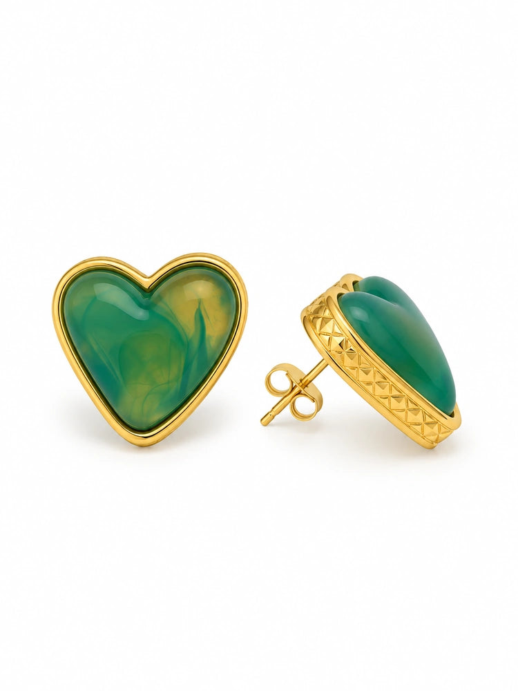 Aretes Corazón Verde