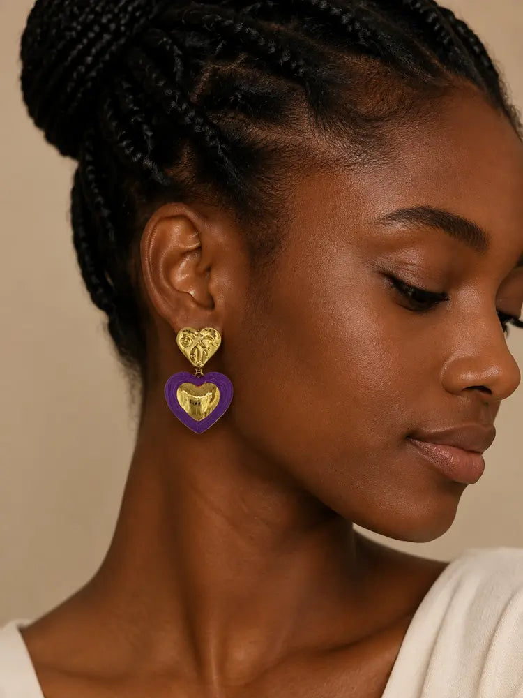 Aretes Corazón Violeta