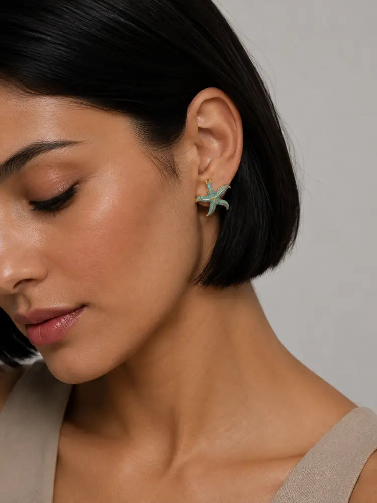 Aretes Estrella de Mar Turquesa