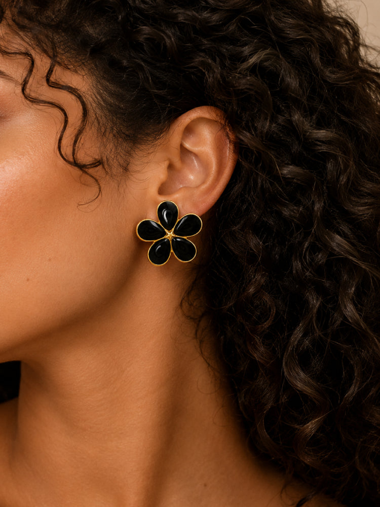 Aretes Flor Negra