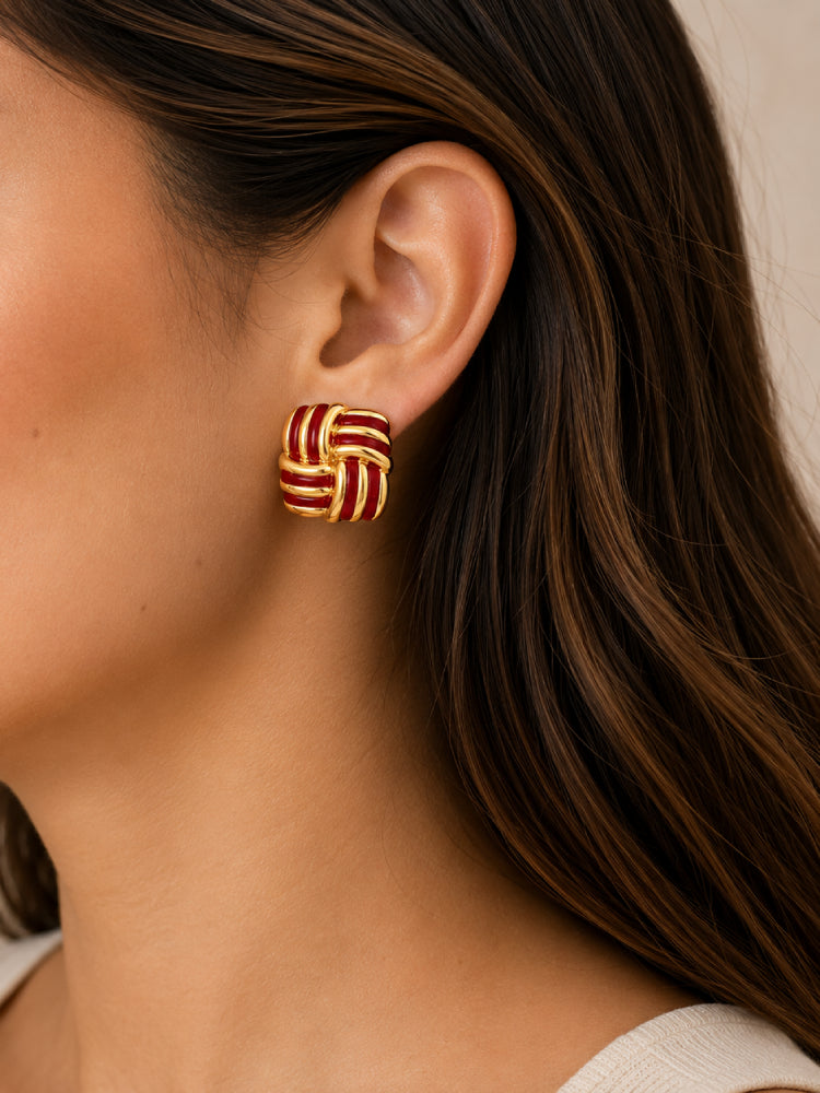 Aretes Nudo Rojo