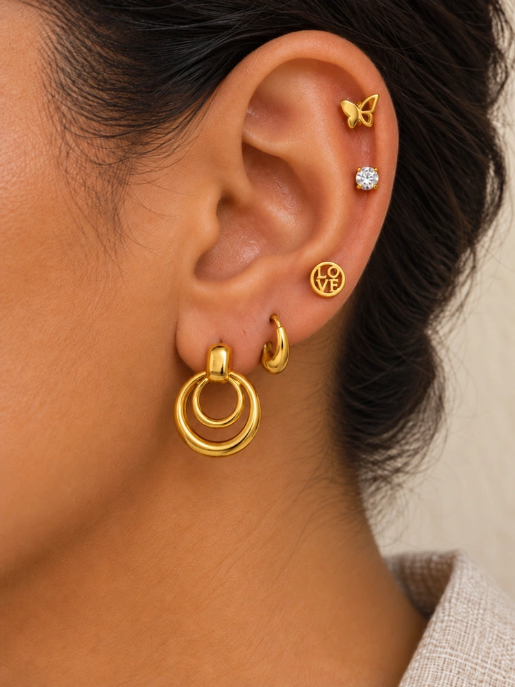 Set Mariposa y Aros Dorados