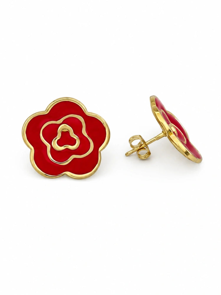 Aretes Flor Rubí