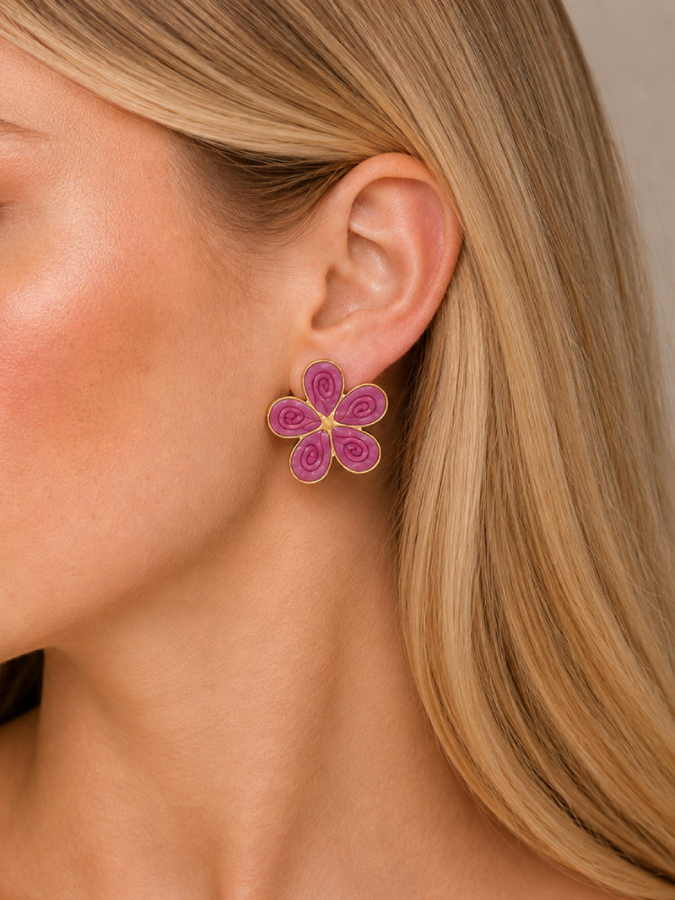 Aretes Flor Rosa