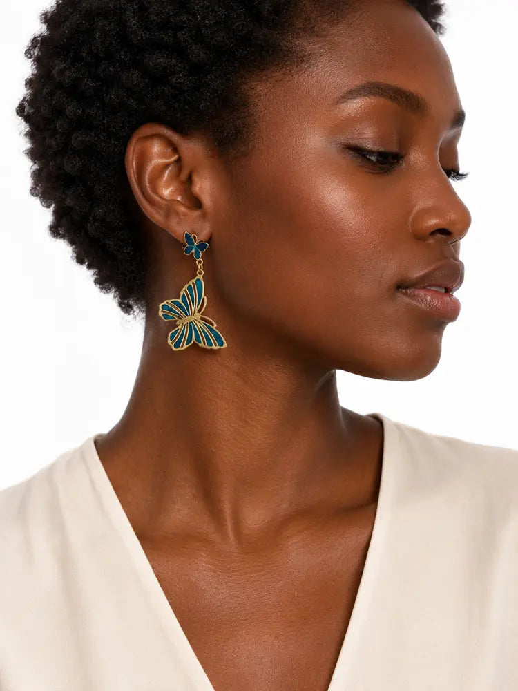 Aretes Mariposa Azul