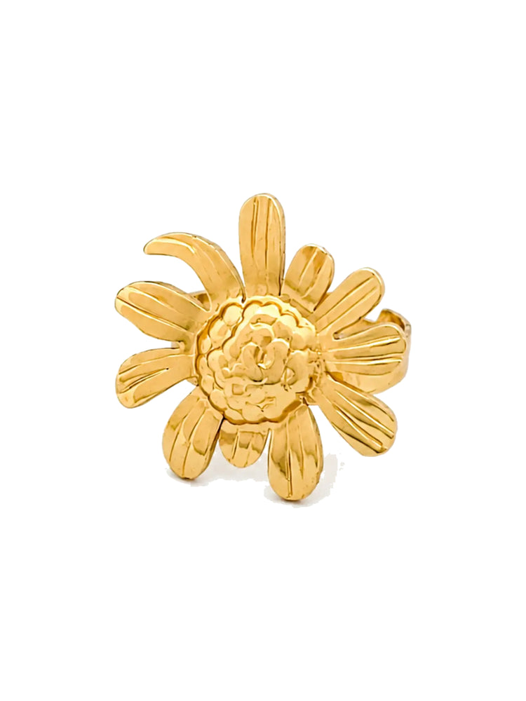 Anillo Ajustable Girasol Dorado