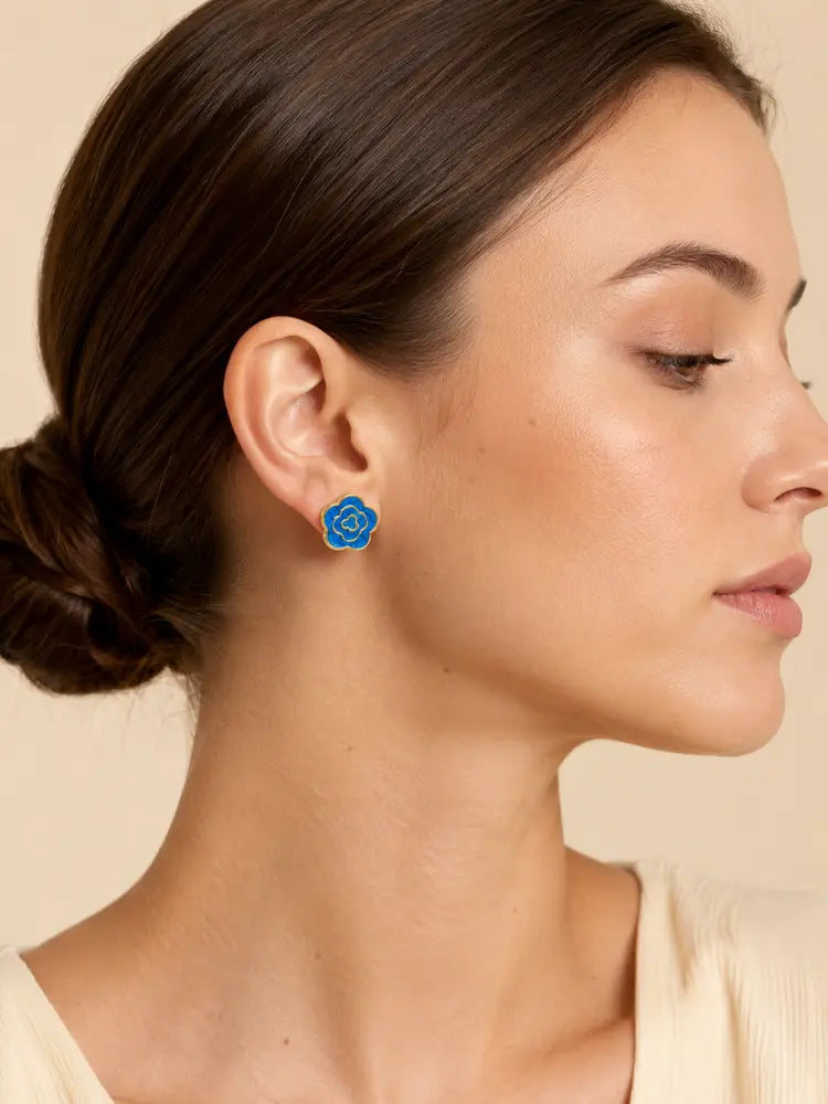 Aretes Flor Azul
