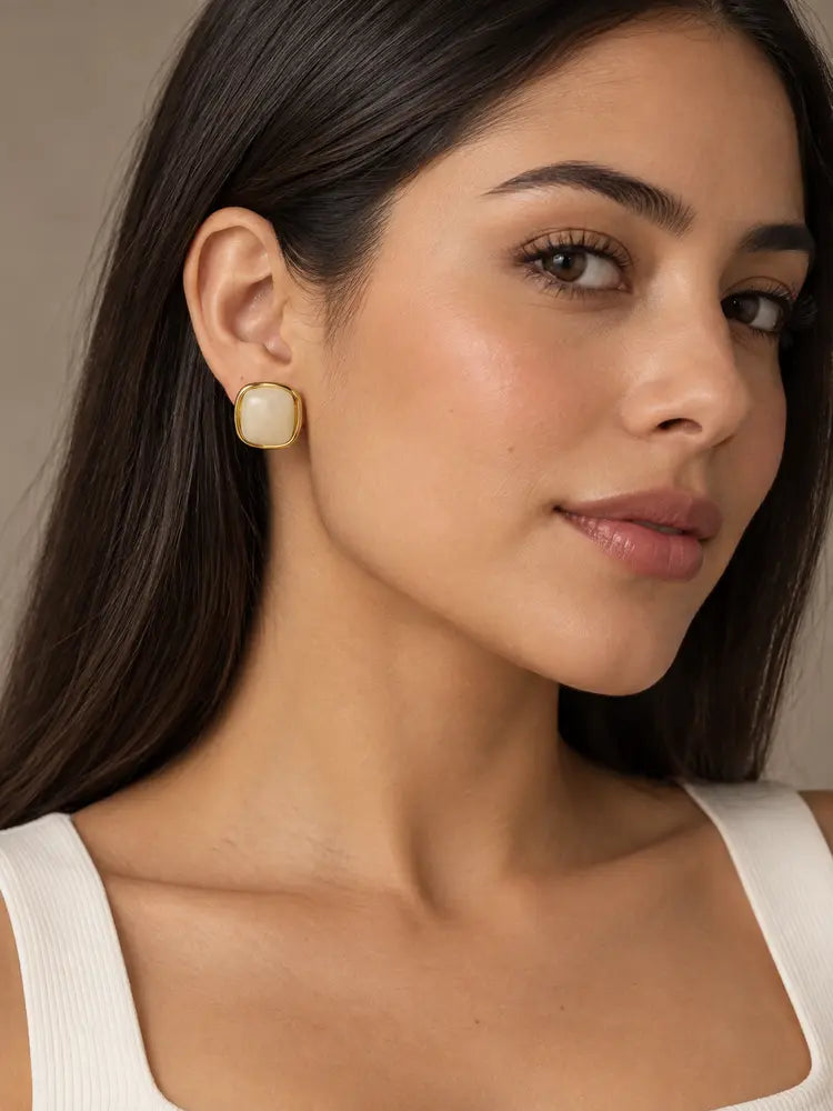 Aretes Cuadro Marfil