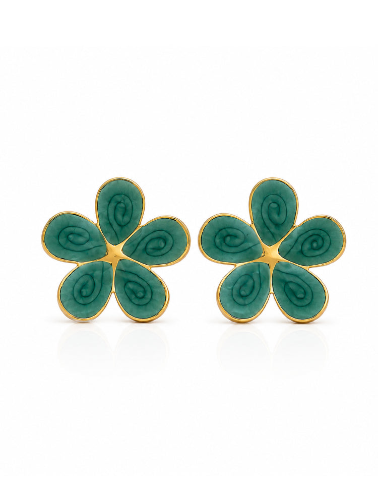 Aretes Flor Esmeralda