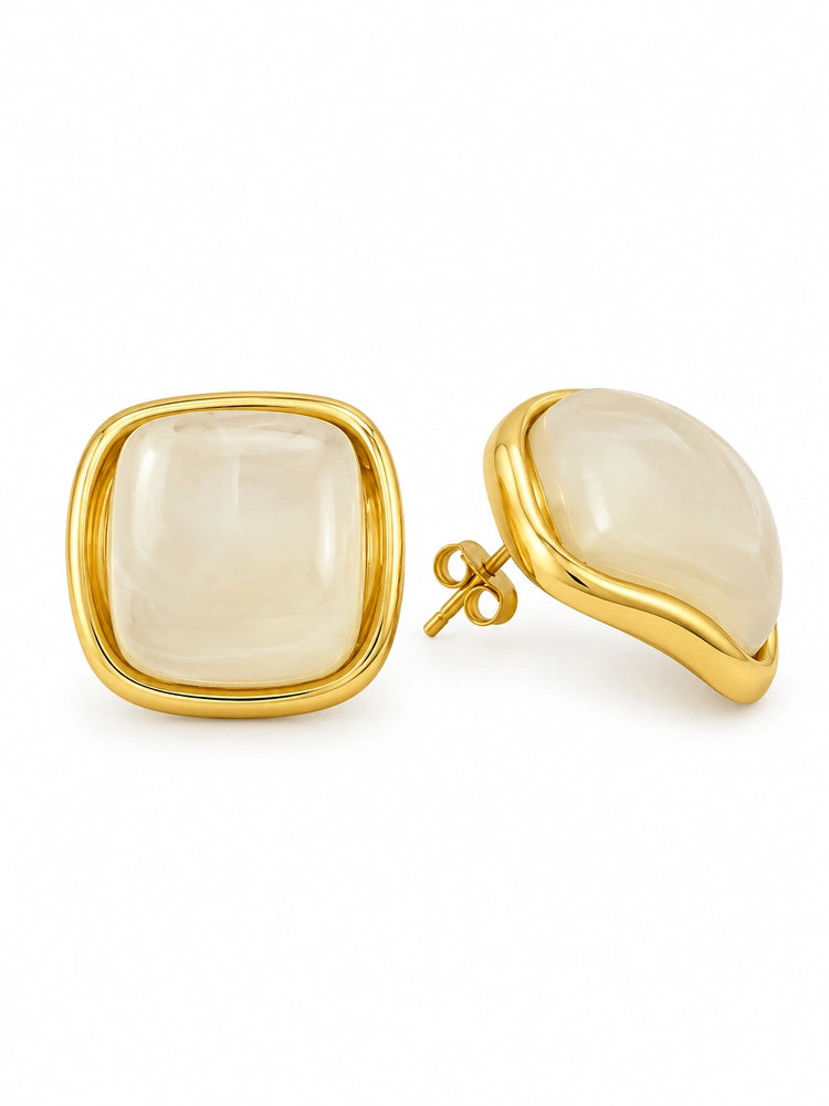 Aretes Cuadro Marfil