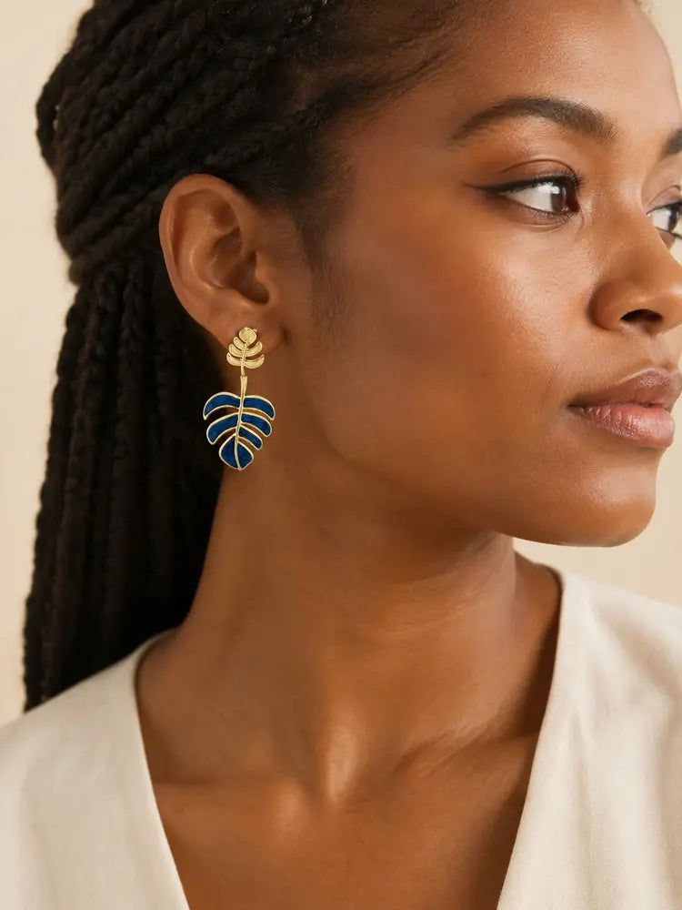 Aretes Hoja Azul