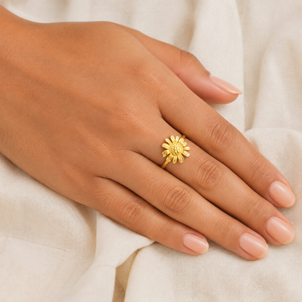 Anillo Ajustable Girasol Dorado