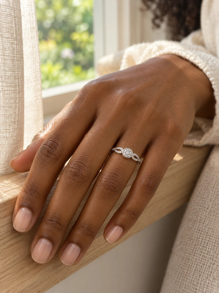 Anillo Halo Plateado