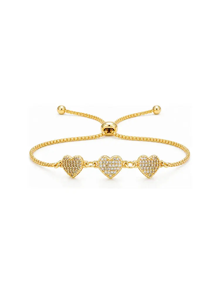 Pulsera Tres Corazones Pavé
