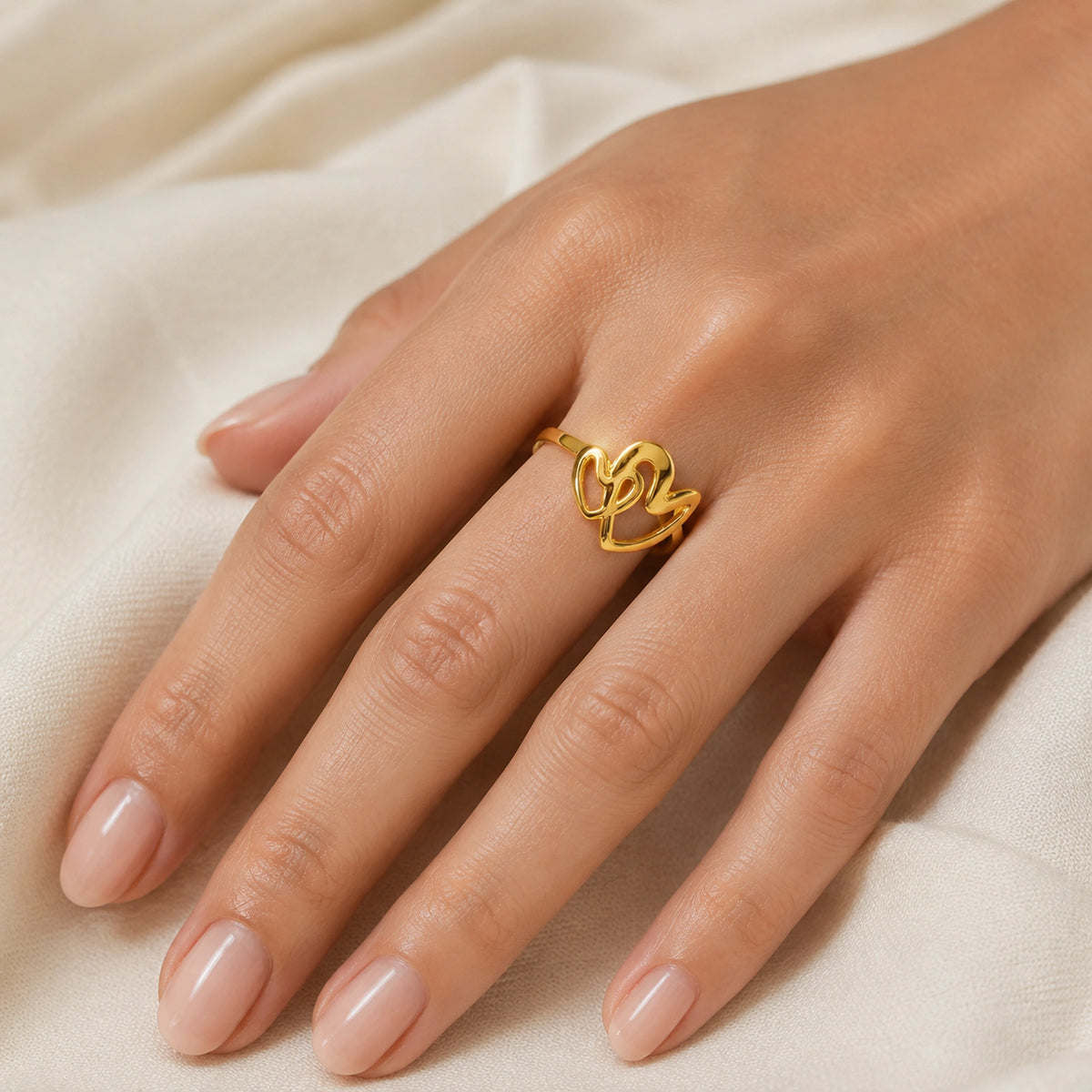 Anillo Ajustable Doble Corazón