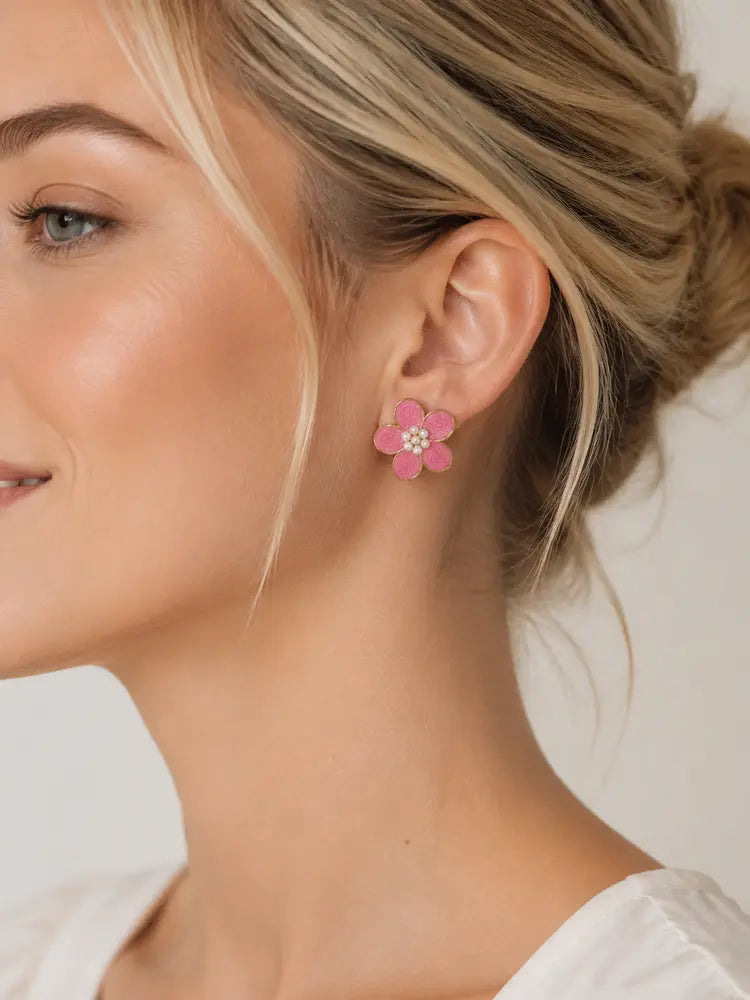 Aretes Flor Rosa