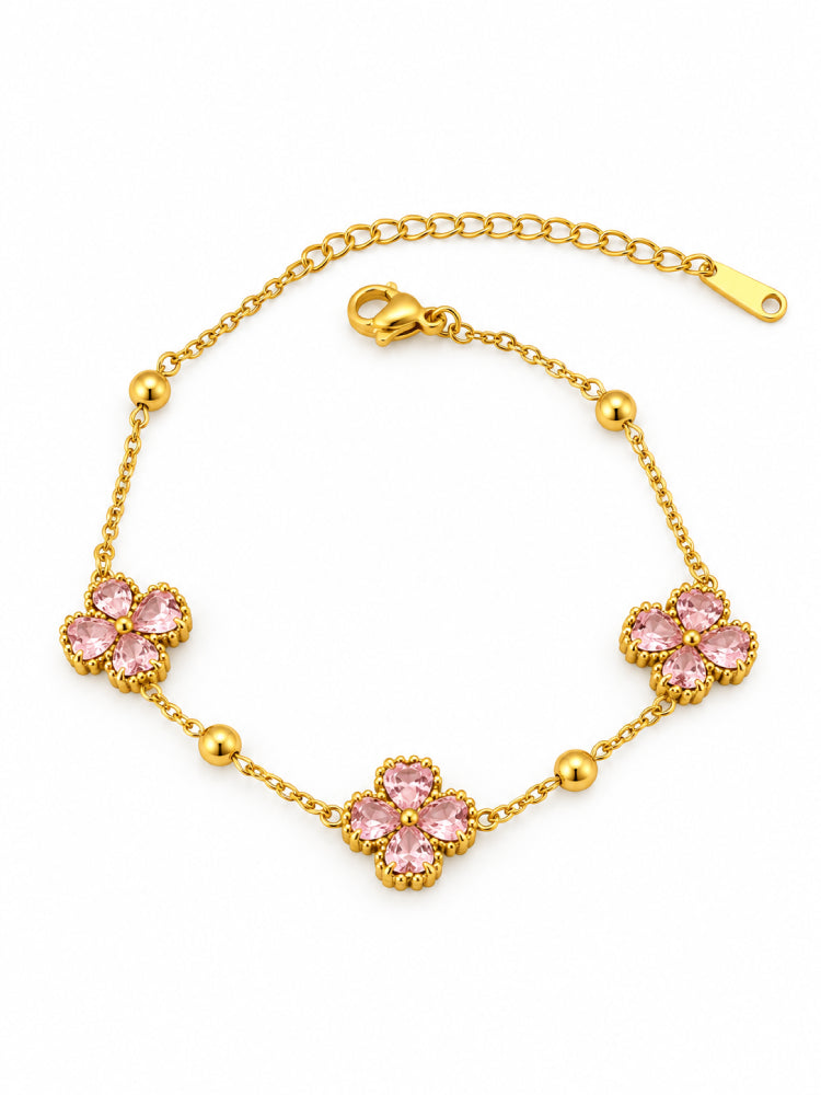 Pulsera Flores Destello Rosa