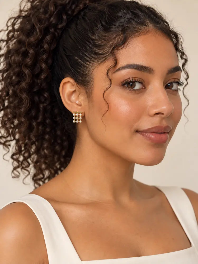 Aretes Malla de Perlas