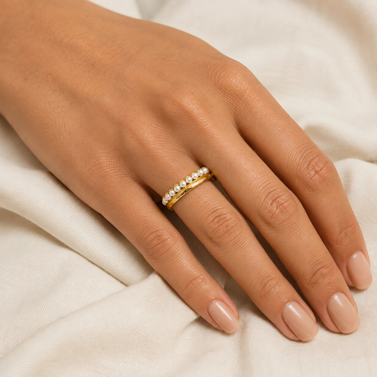 Anillo Ajustable Doble Línea Dorada