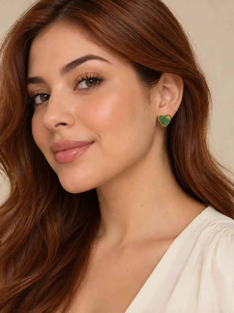 Aretes Corazón Verde