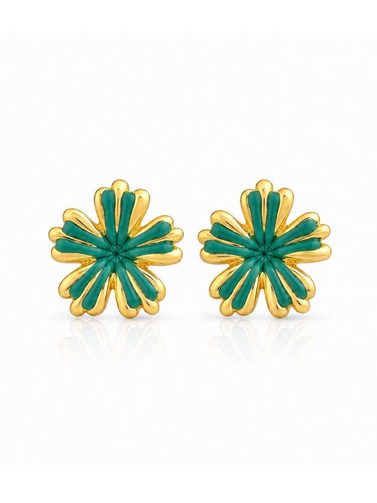 Aretes Flor Aurora Verde