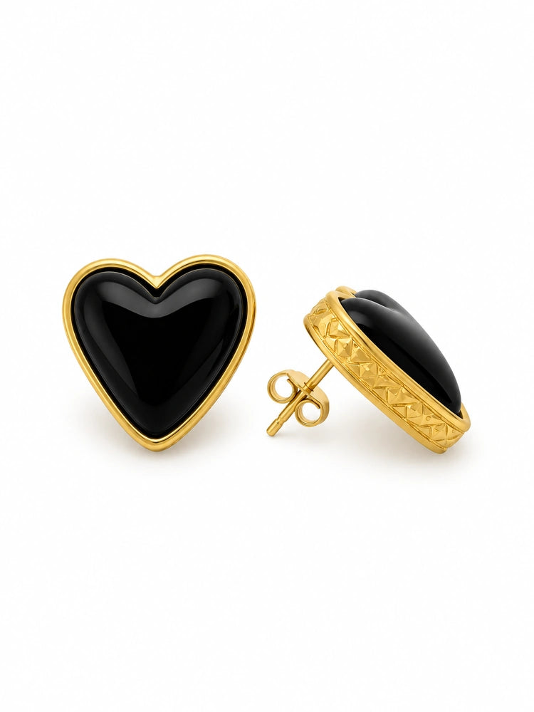 Aretes Corazón Ónix
